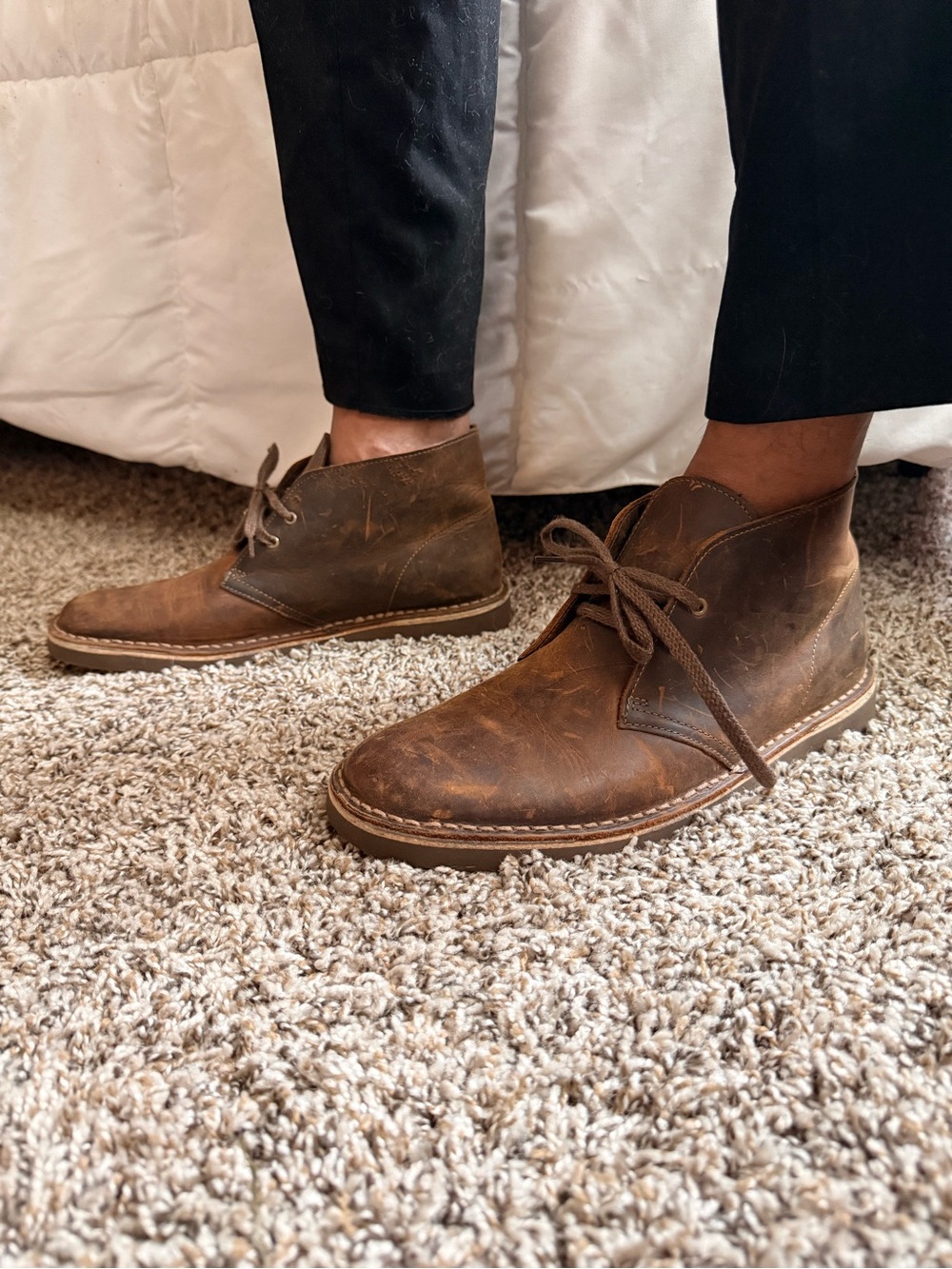 Clarks Distressed Brown Leather Chukka Boots